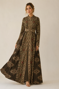 Olive with Gold Embroidered Palestinian Abaya