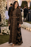 Black with Gold Embroidered Palestinian Abaya