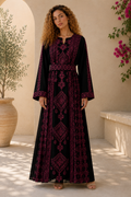 Magenta Embroidered Palestinian Abaya